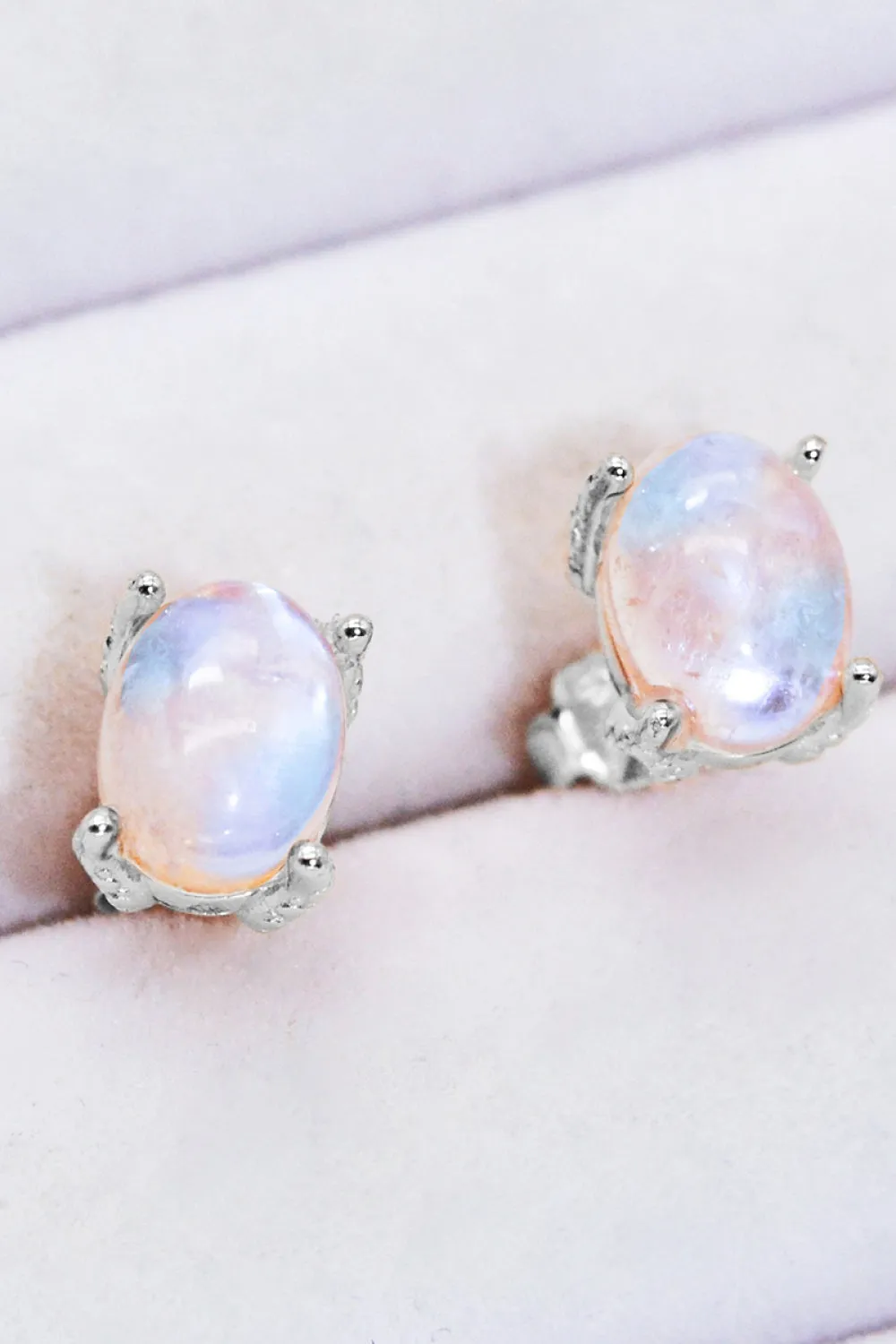 Natural Moonstone 4-Prong Stud Earrings