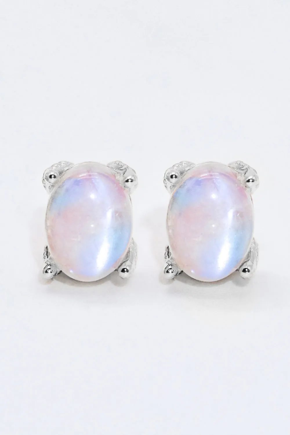 Natural Moonstone 4-Prong Stud Earrings