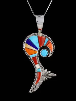 Navajo Cobblestone Inlay Multistone Sterling Silver Pendant