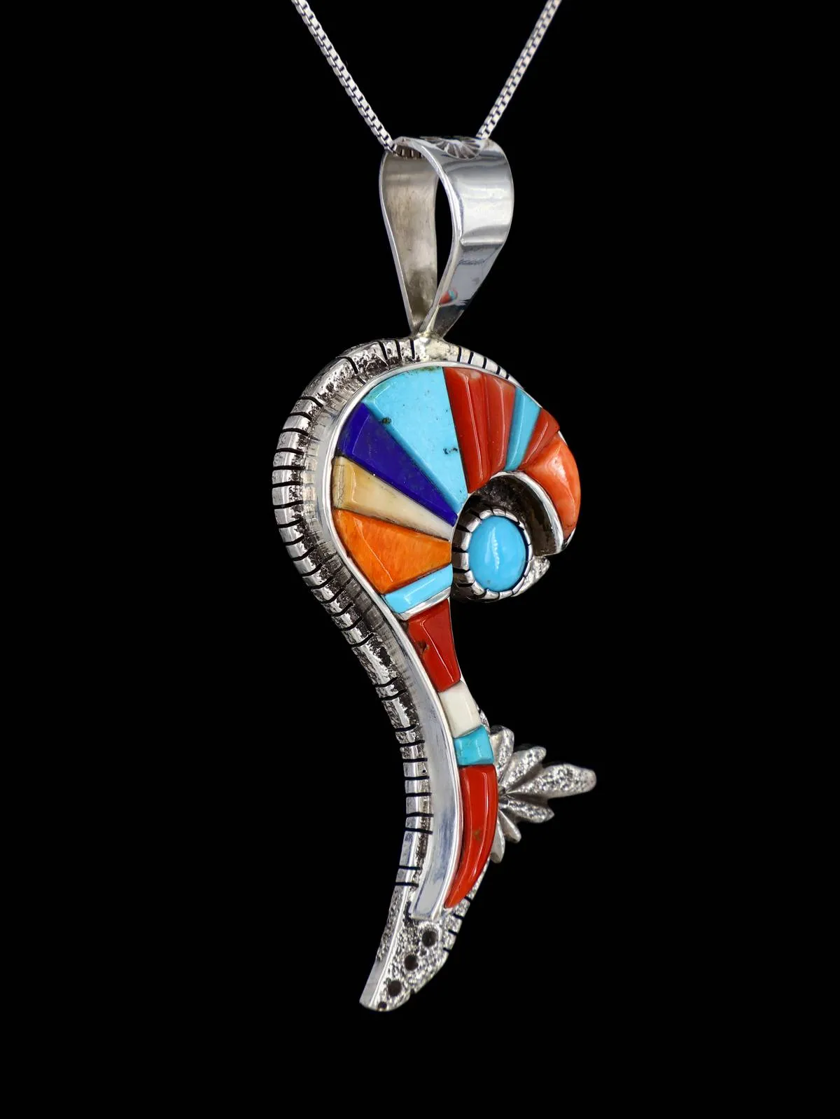 Navajo Cobblestone Inlay Multistone Sterling Silver Pendant