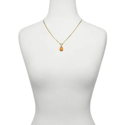 New - Kendra Scott Sami Catseye Herringbone 14K Gold Over Brass Statement Necklace - Coral Catseye