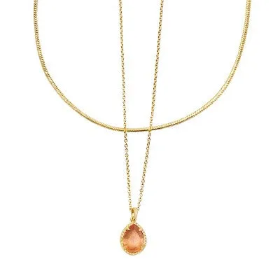 New - Kendra Scott Sami Catseye Multi-Strand Necklace - Coral Catseye