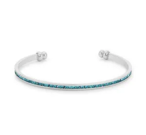 Nico Aqua Blue CZ Silver Cuff Bracelet