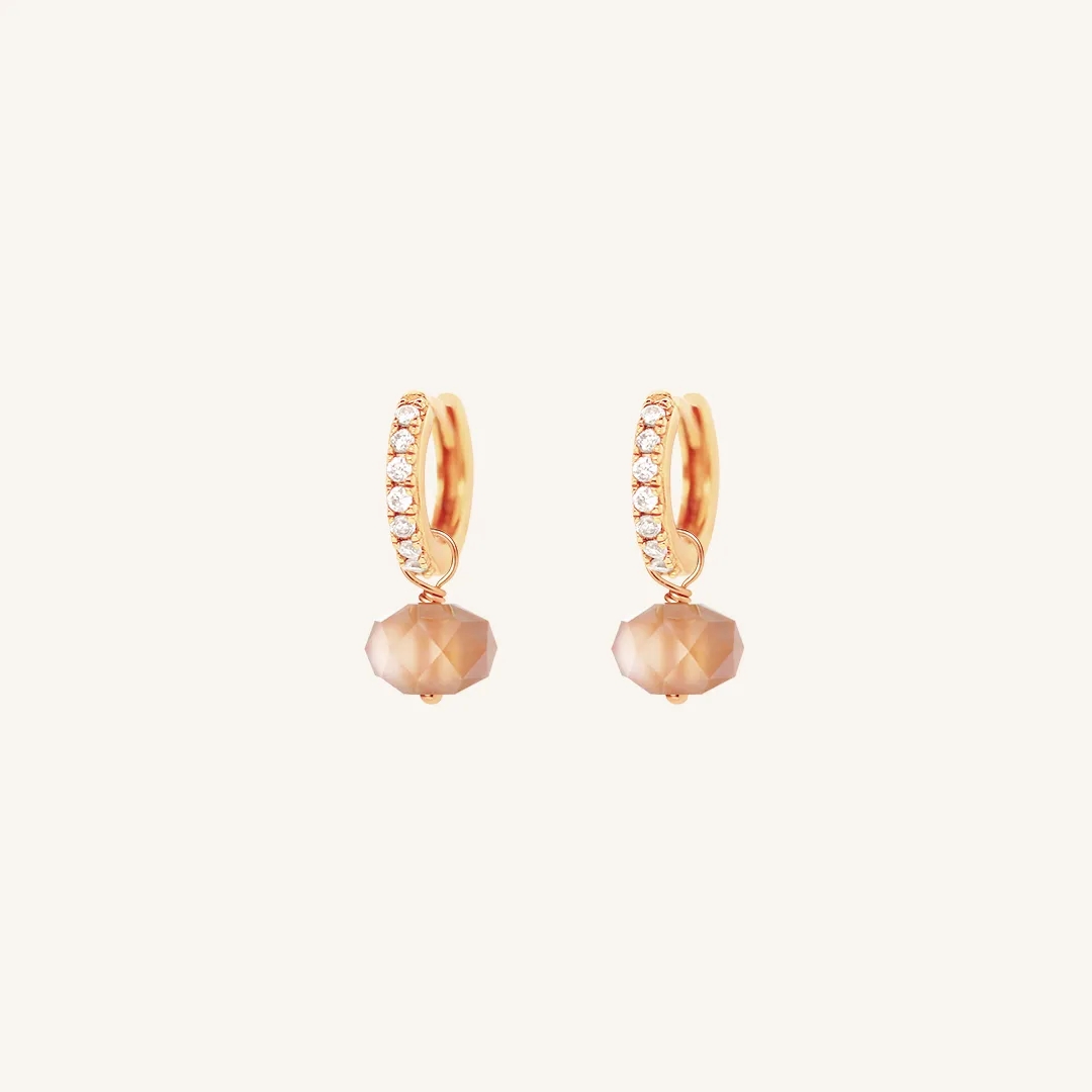 Opulent Orange Moonstone Crystal Hoops - Stone of Hope