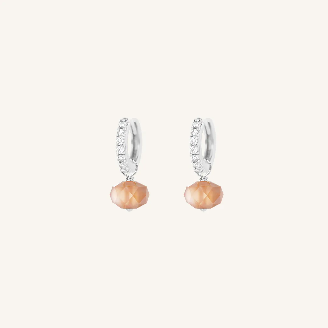 Opulent Orange Moonstone Crystal Hoops - Stone of Hope