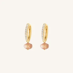 Opulent Orange Moonstone Crystal Hoops - Stone of Hope