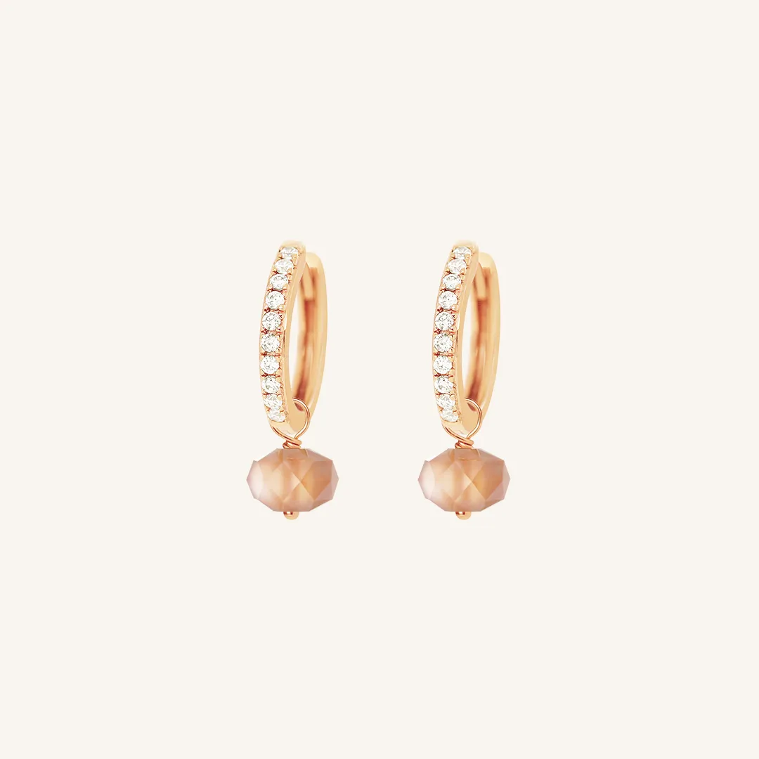 Opulent Orange Moonstone Crystal Hoops - Stone of Hope