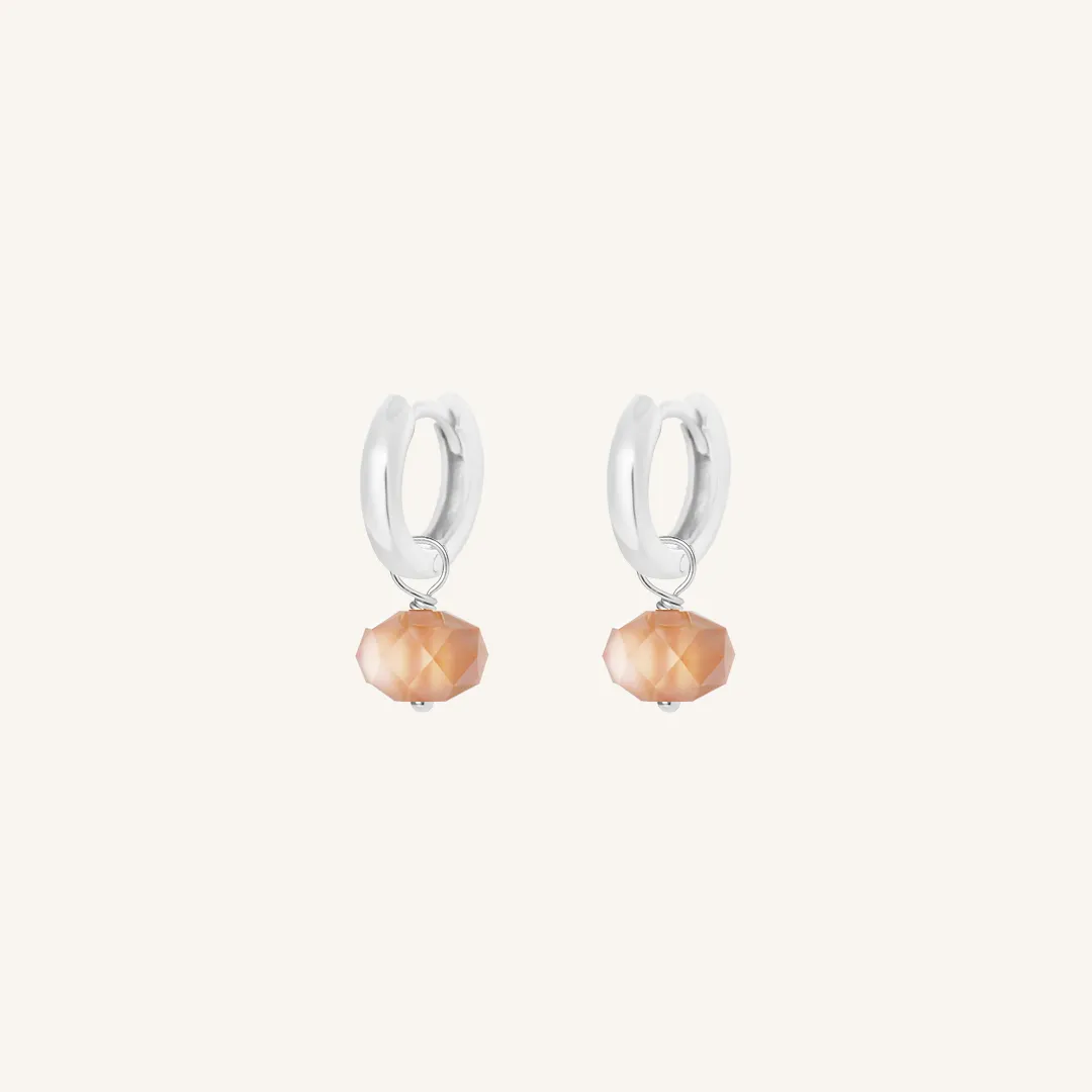 Opulent Orange Moonstone Plain Hoops - Stone of Hope