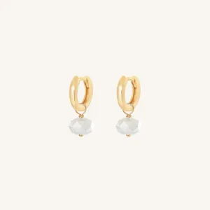 Opulent White Moonstone Plain Hoops - Stone of Hope