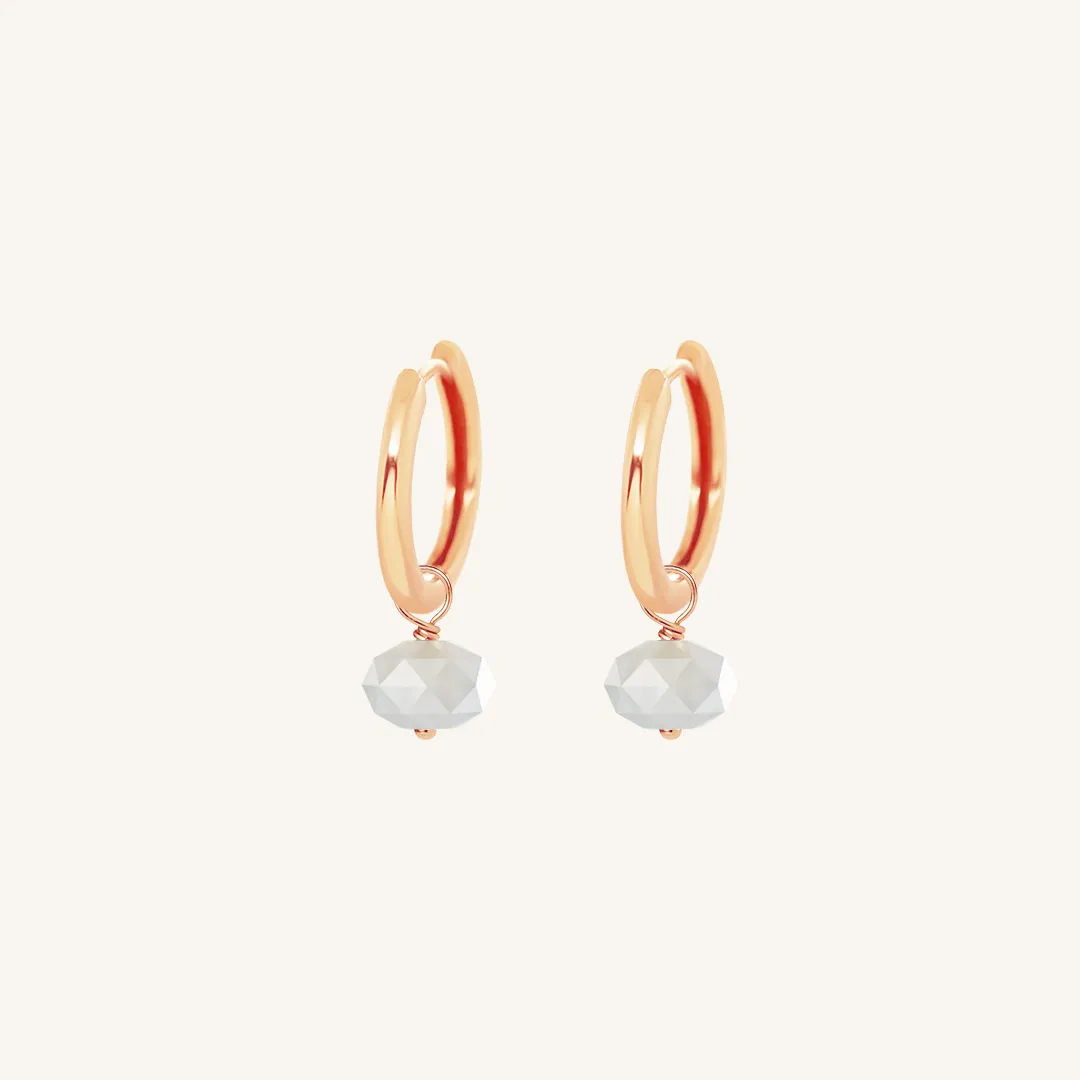 Opulent White Moonstone Plain Hoops - Stone of Hope