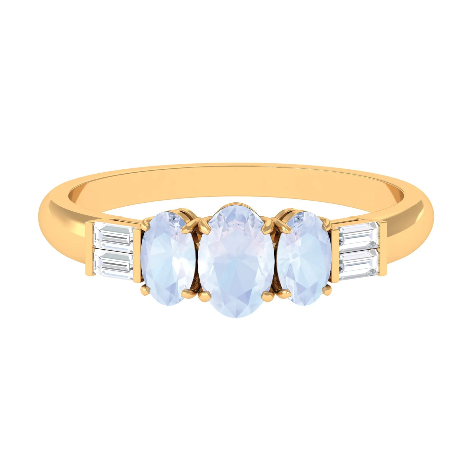 Oval Moonstone and Diamond 3 Stone Anniversary Ring