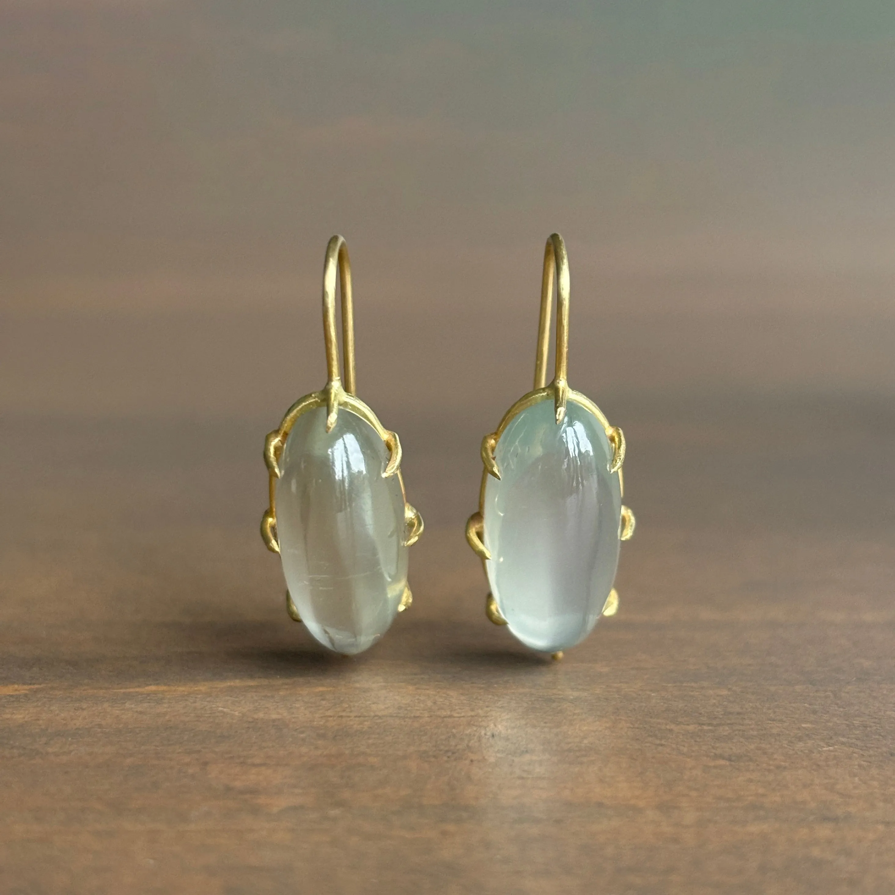 Oval Sage Moonstone Cabochon Earrings