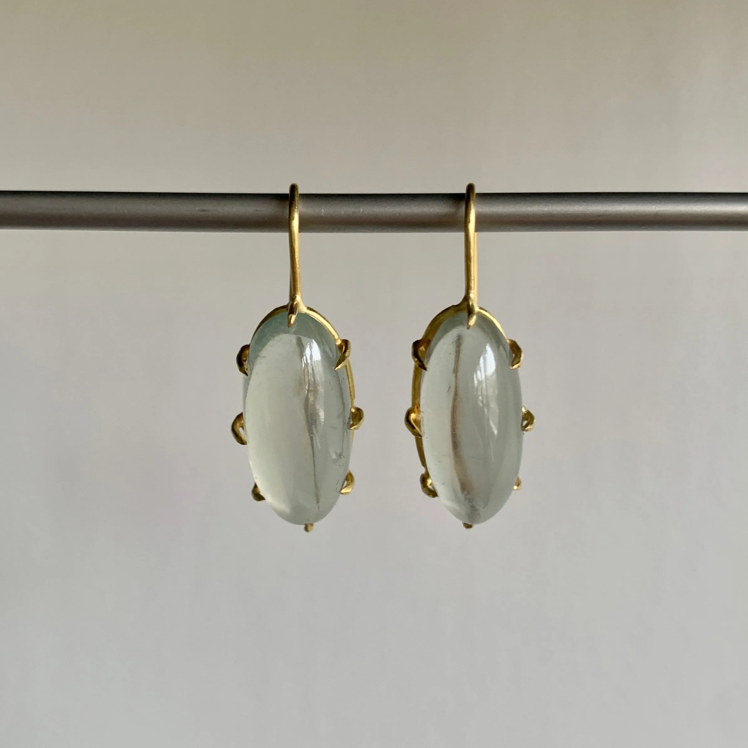 Oval Sage Moonstone Cabochon Earrings