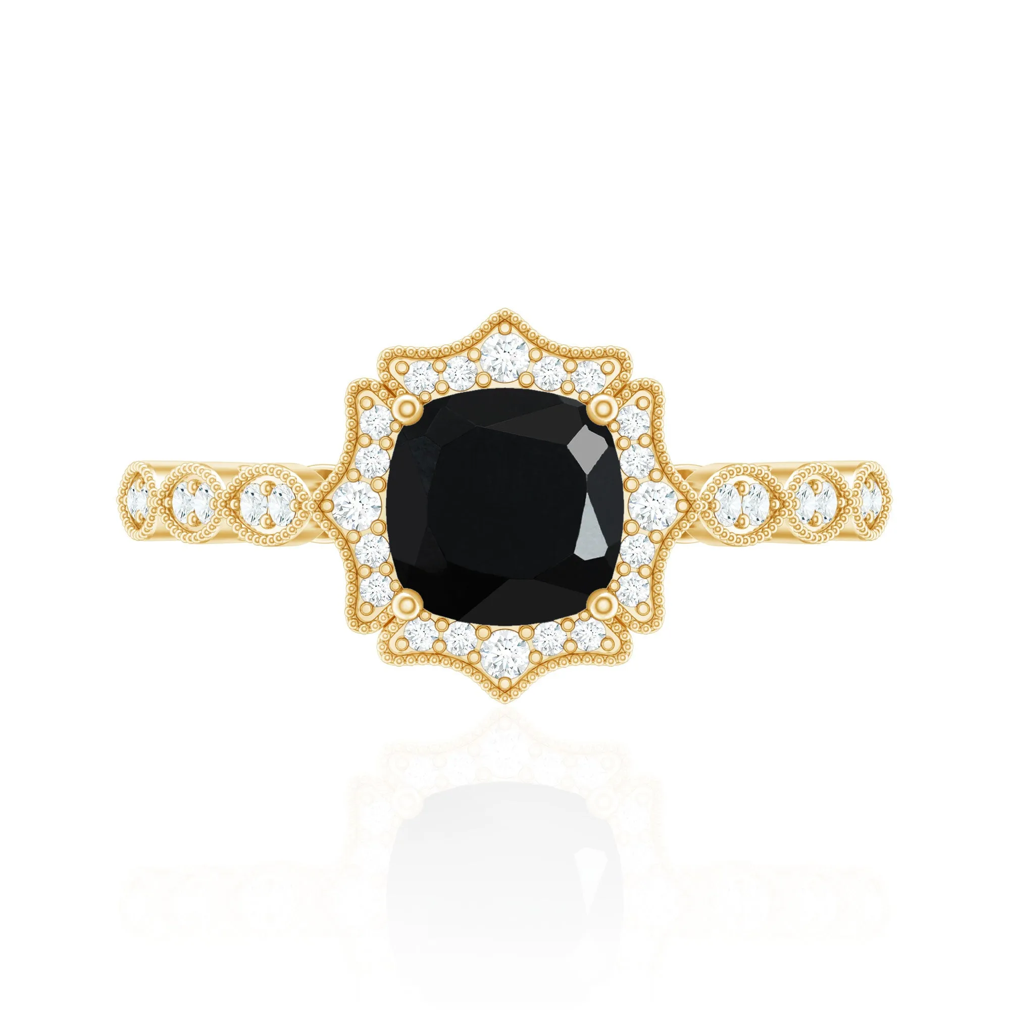 Oval Shape Black Onyx East West Eternity Band Ring