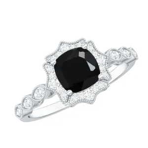 Oval Shape Black Onyx East West Eternity Band Ring