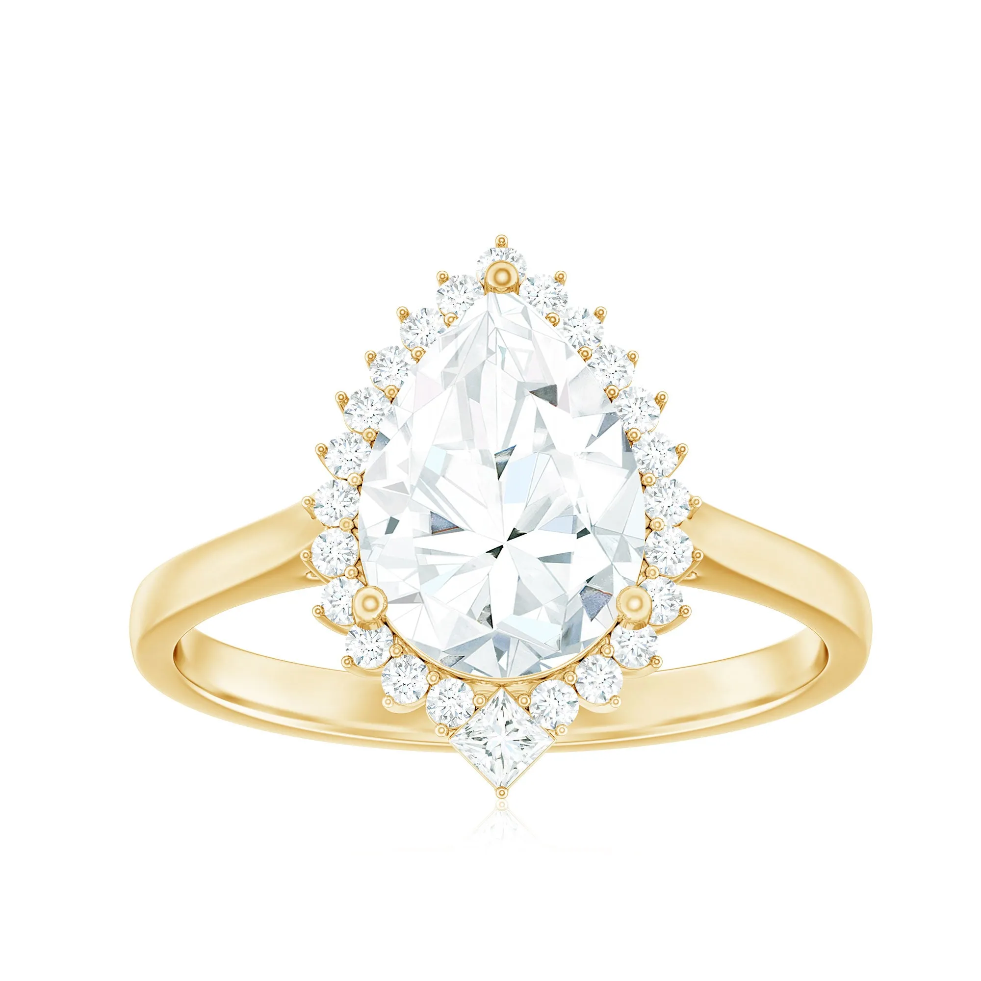 Pear Shape Moissanite Halo Engagement Ring