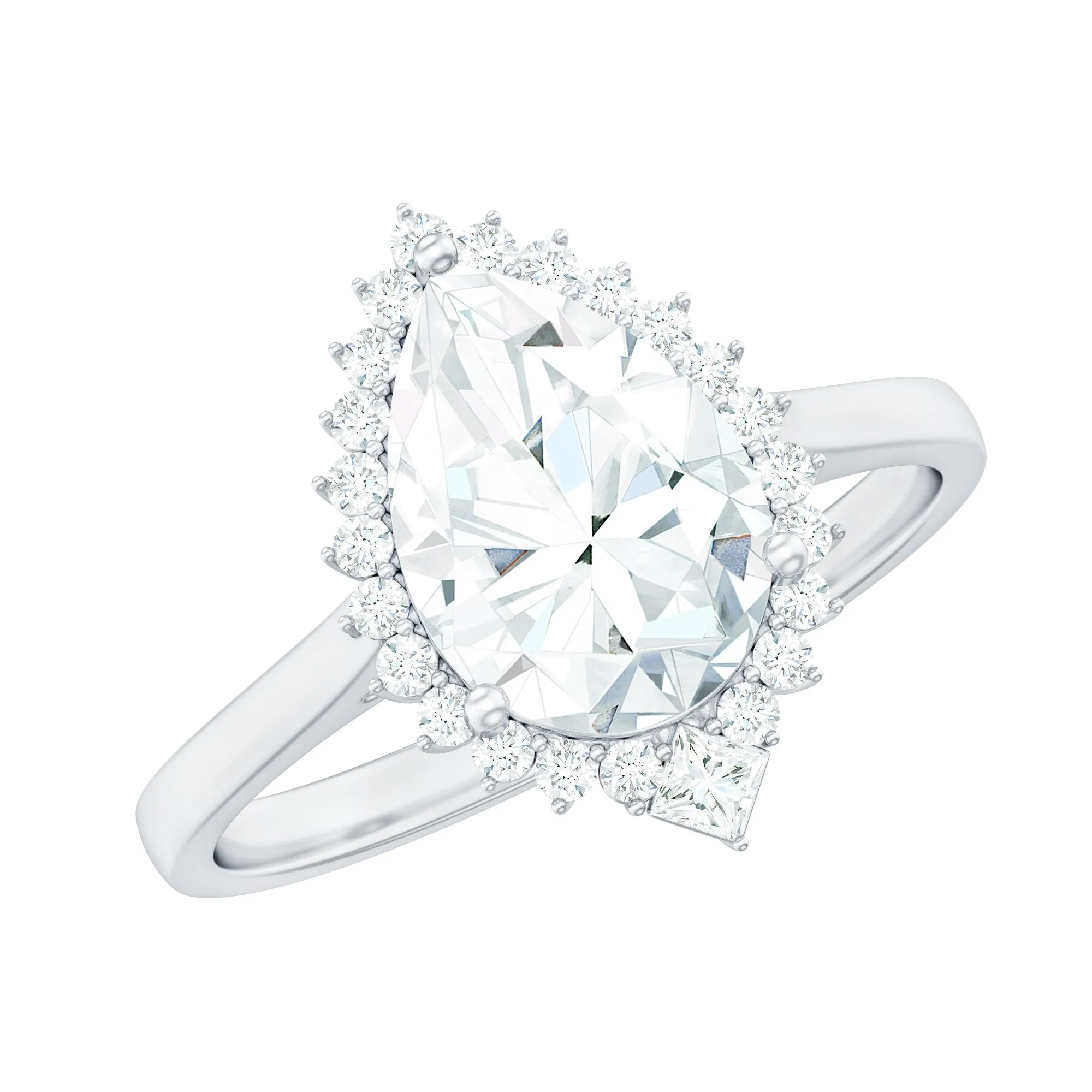 Pear Shape Moissanite Halo Engagement Ring