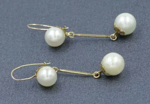 Pearl 9ct Yellow Gold Drop/Dangle Earrings