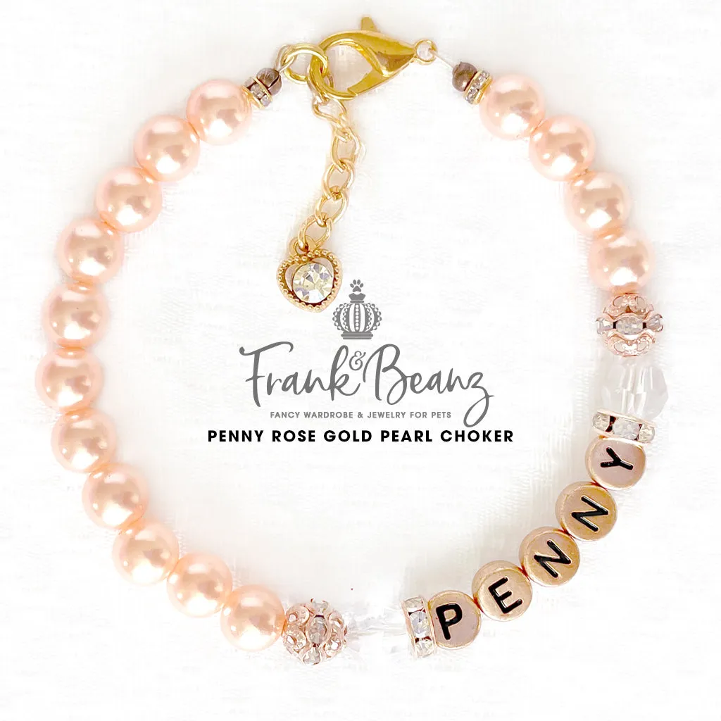 Penny Rose Gold Pearl Dog Necklace Luxury Pet Collar