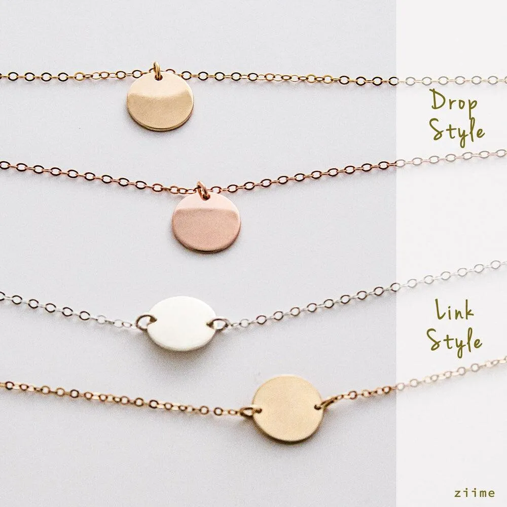 Personalized choker, Gold Choker, Initial Necklace, Small Circle Necklace, Coin Disc, Silver Choker, Gold Choker, Rose Gold Choker SN0019