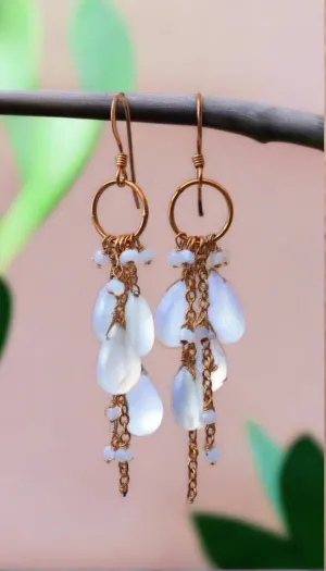 Pom Jewelry Earrings, Moonstone in Gold Fill