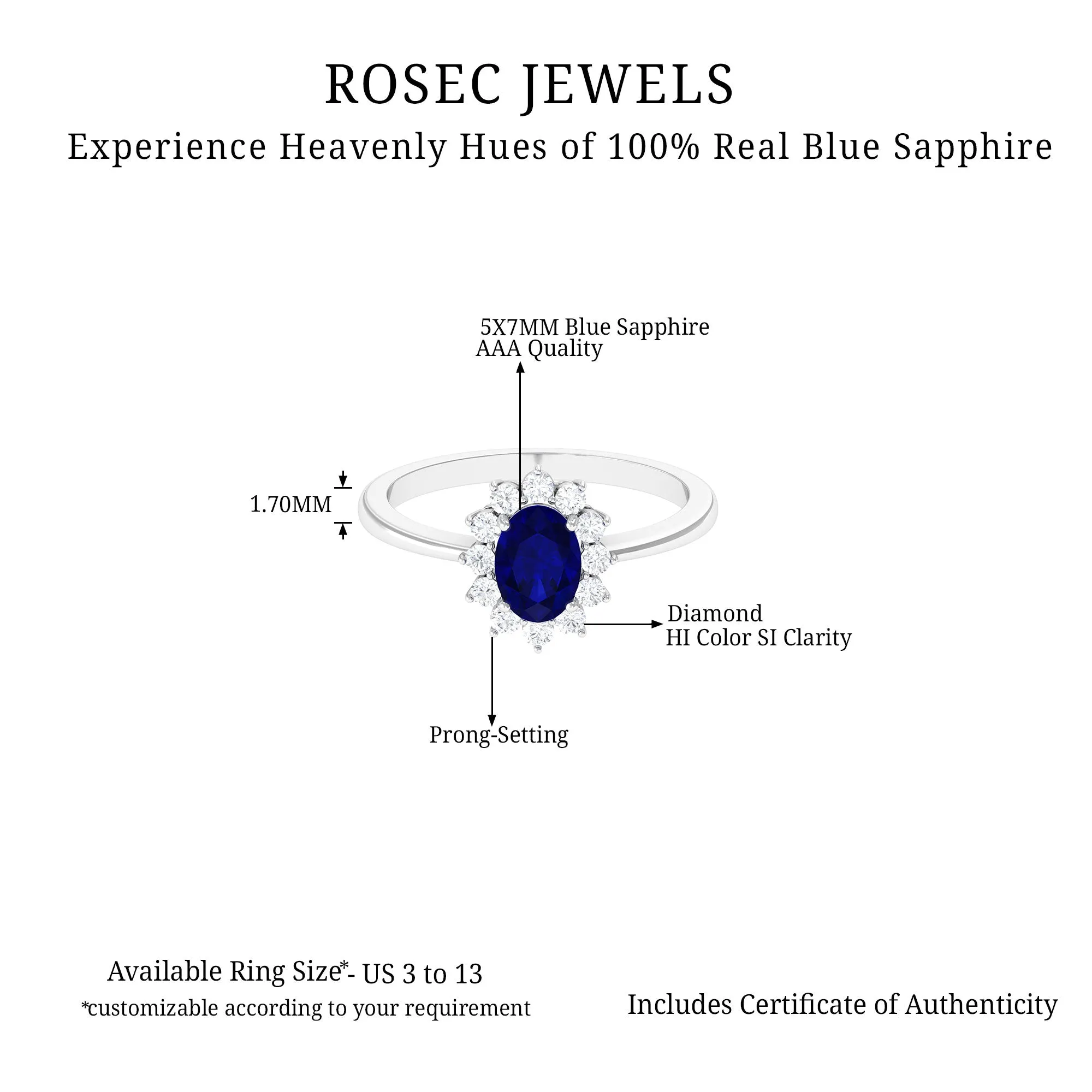 Princess Diana Inspired Blue Sapphire and Diamond Engagement Ring