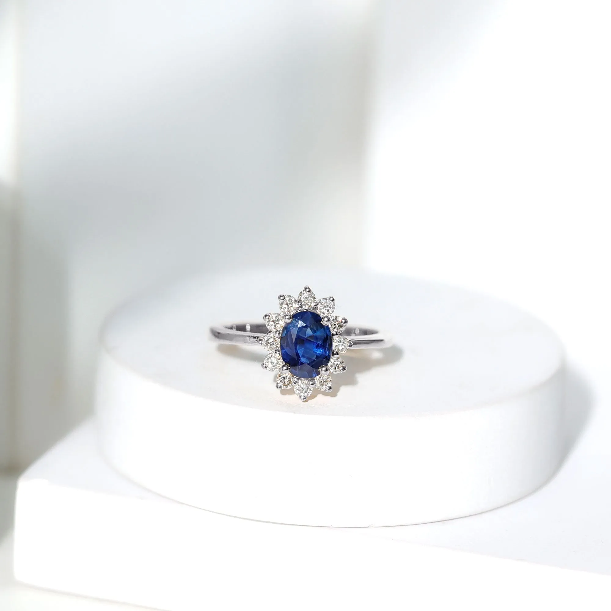 Princess Diana Inspired Blue Sapphire and Diamond Engagement Ring