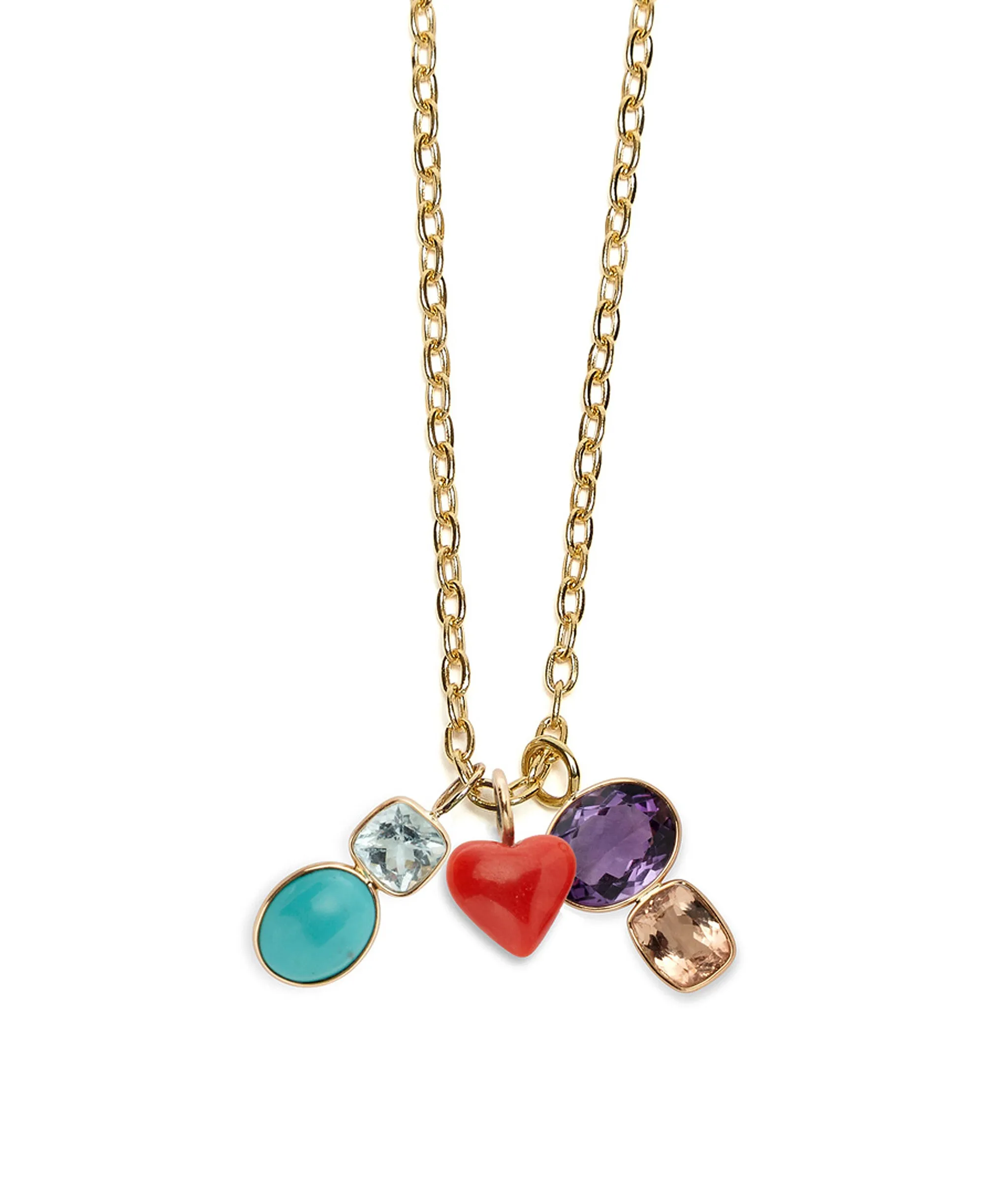 Puffy Coral Heart 14k Gold Necklace Charm