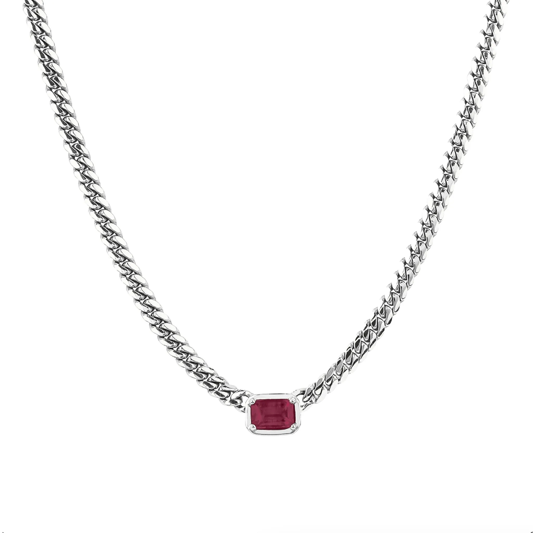 Queen Emerald Cut Ruby Cuban Choker