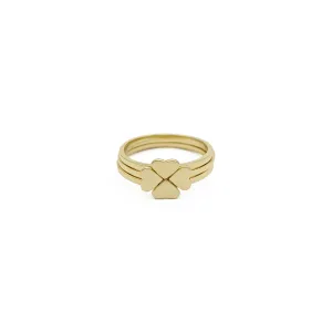 "Four-Leaf Clover" Heart Stackable Rings (14K)