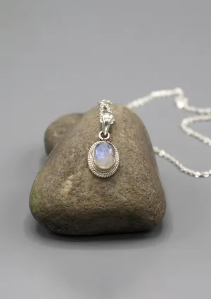 Radiant Blue Moonstone Sterling Silver Pendant