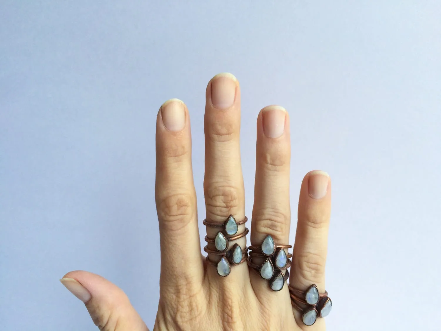 Rainbow moonstone ring | Simple stone stacking ring