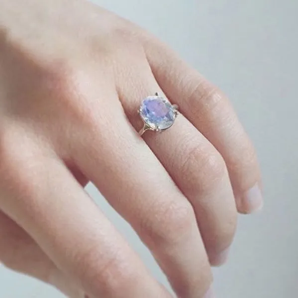 Rainbow Moonstone Ring