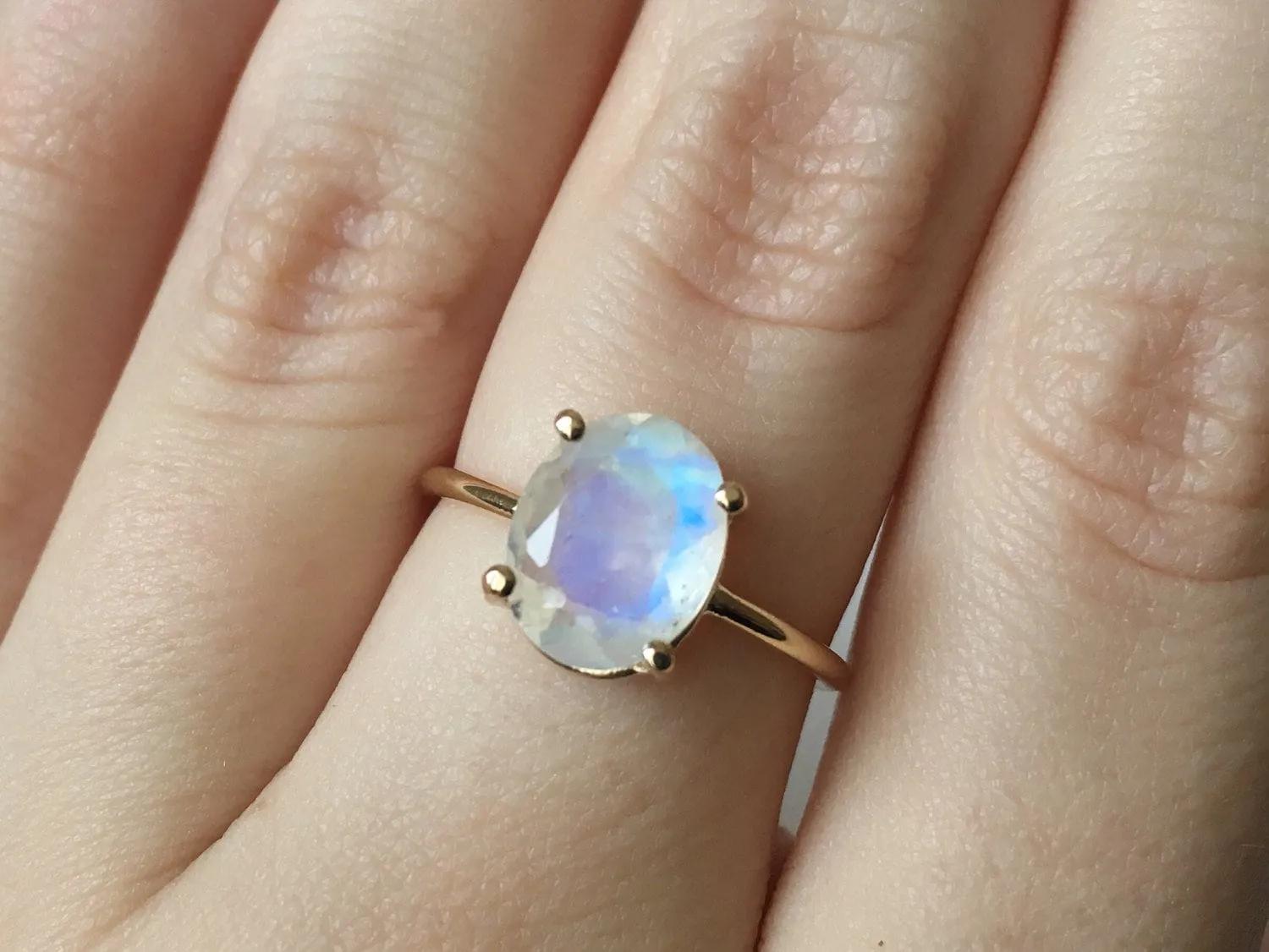 Rainbow Moonstone Ring