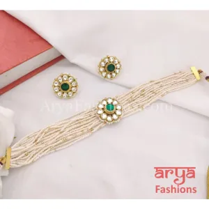 Rajwadi Kundan Pearl Emerald Ruby Jadau Choker