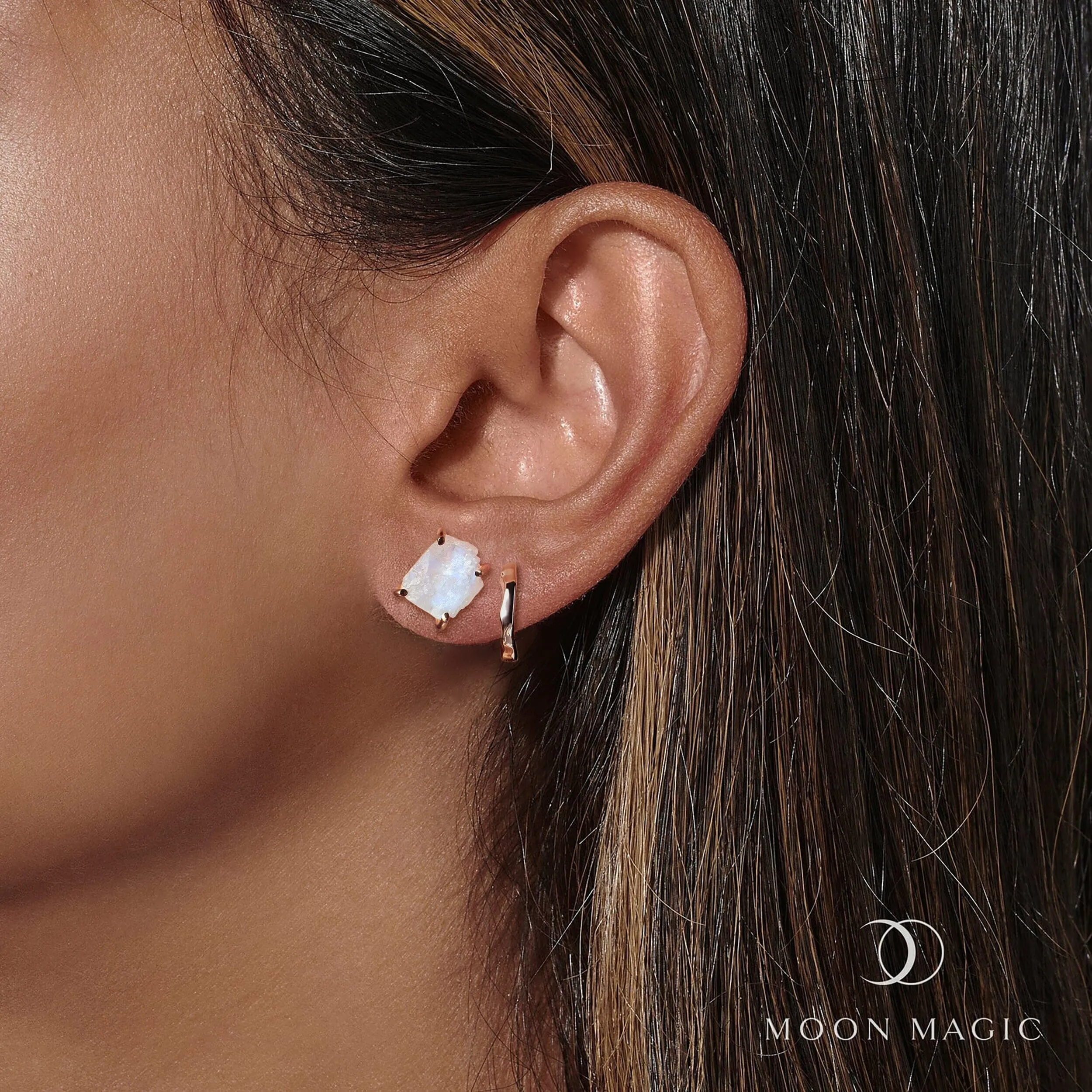 Raw Moonstone Hoop Earring Set - Pure Power