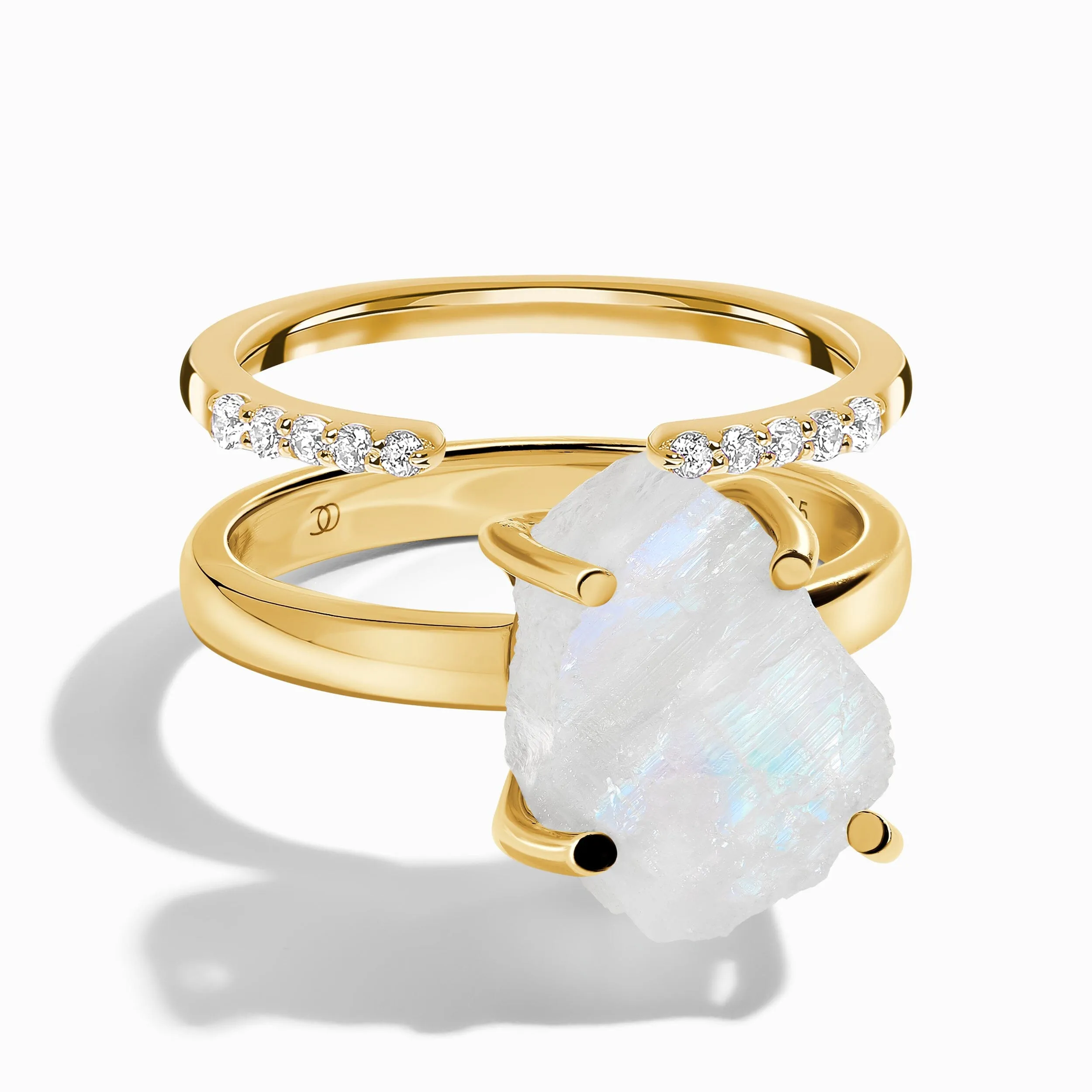 Raw Moonstone Ring & Twinkling Band