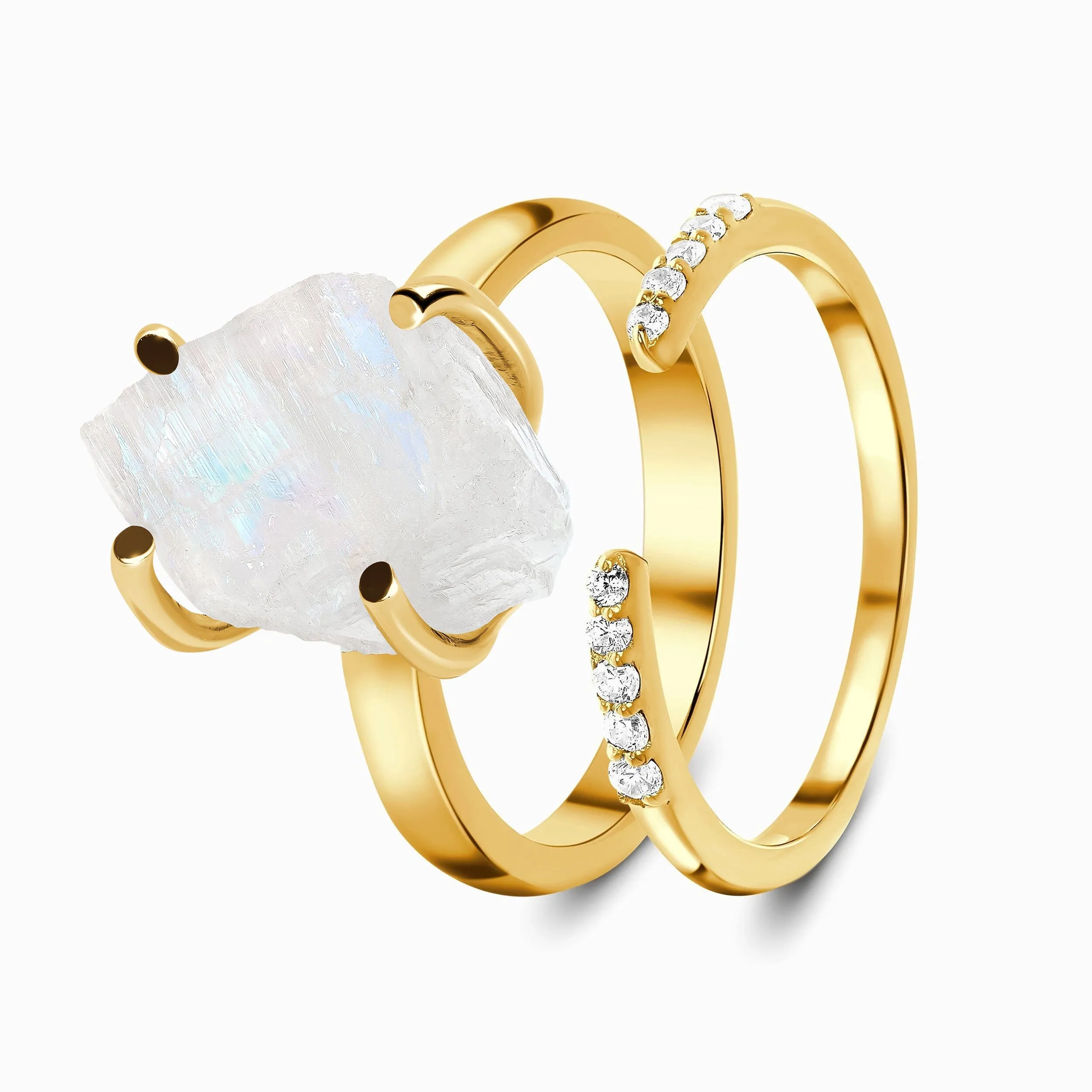 Raw Moonstone Ring & Twinkling Band