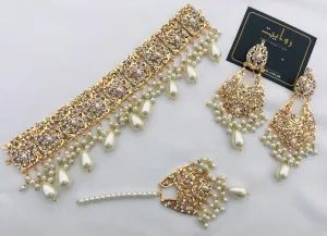 Rawayat Hyderabadi Choker Set-11 (Pearl)