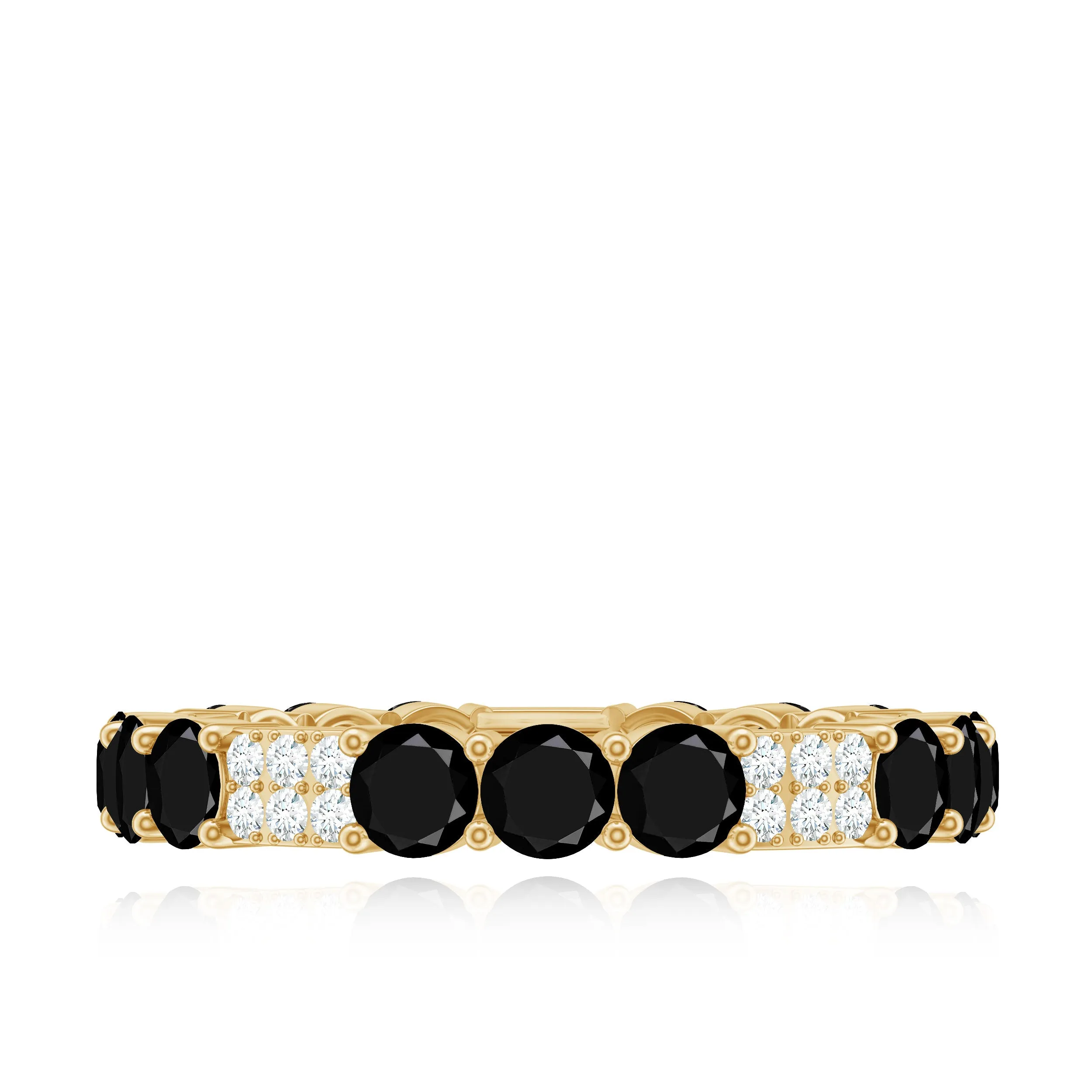 Real Black Spinel and Diamond Designer Eternity Band Ring