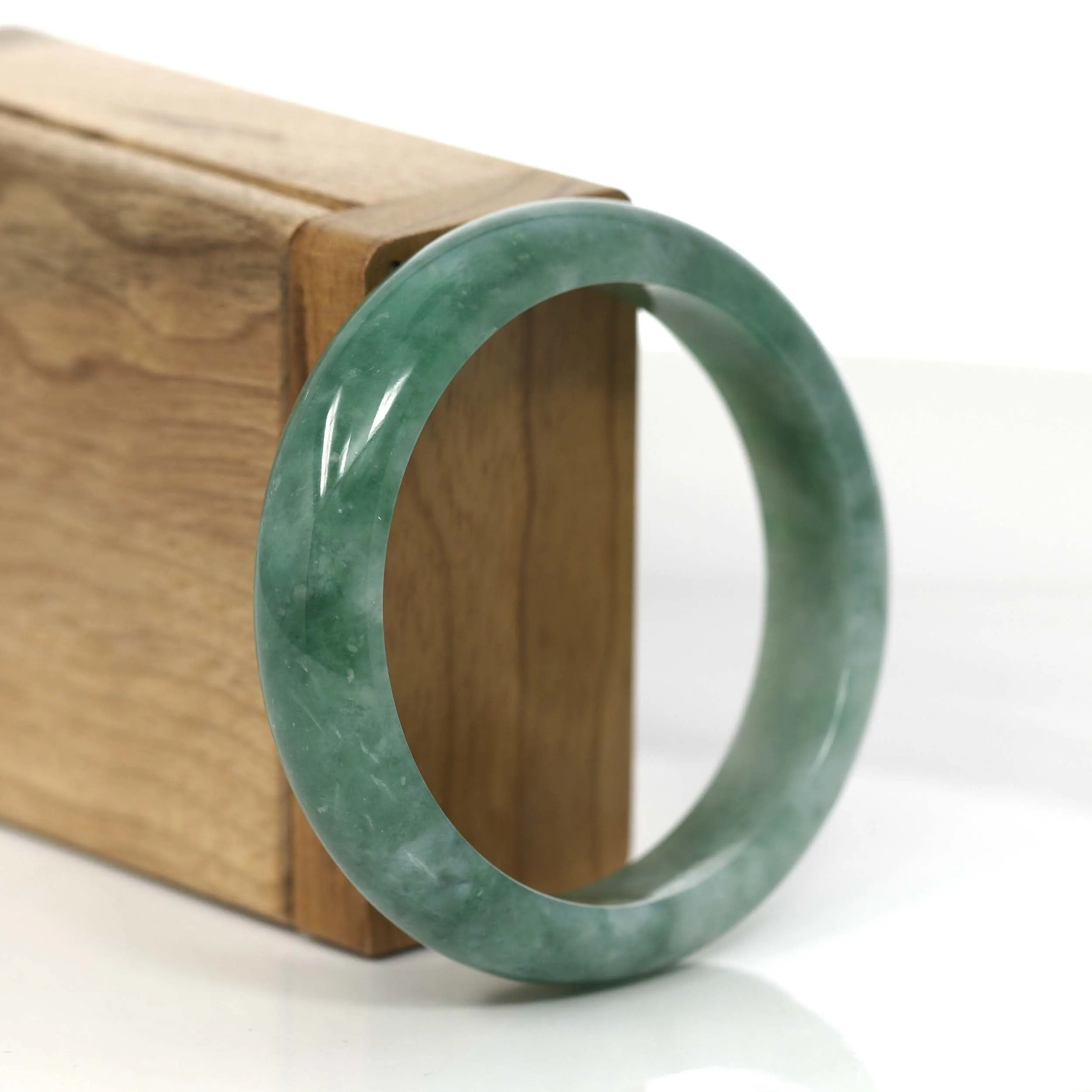 RealJade® Co. Blue-Green Natural Jadeite Jade Bangle Bracelet (55.53mm) #885