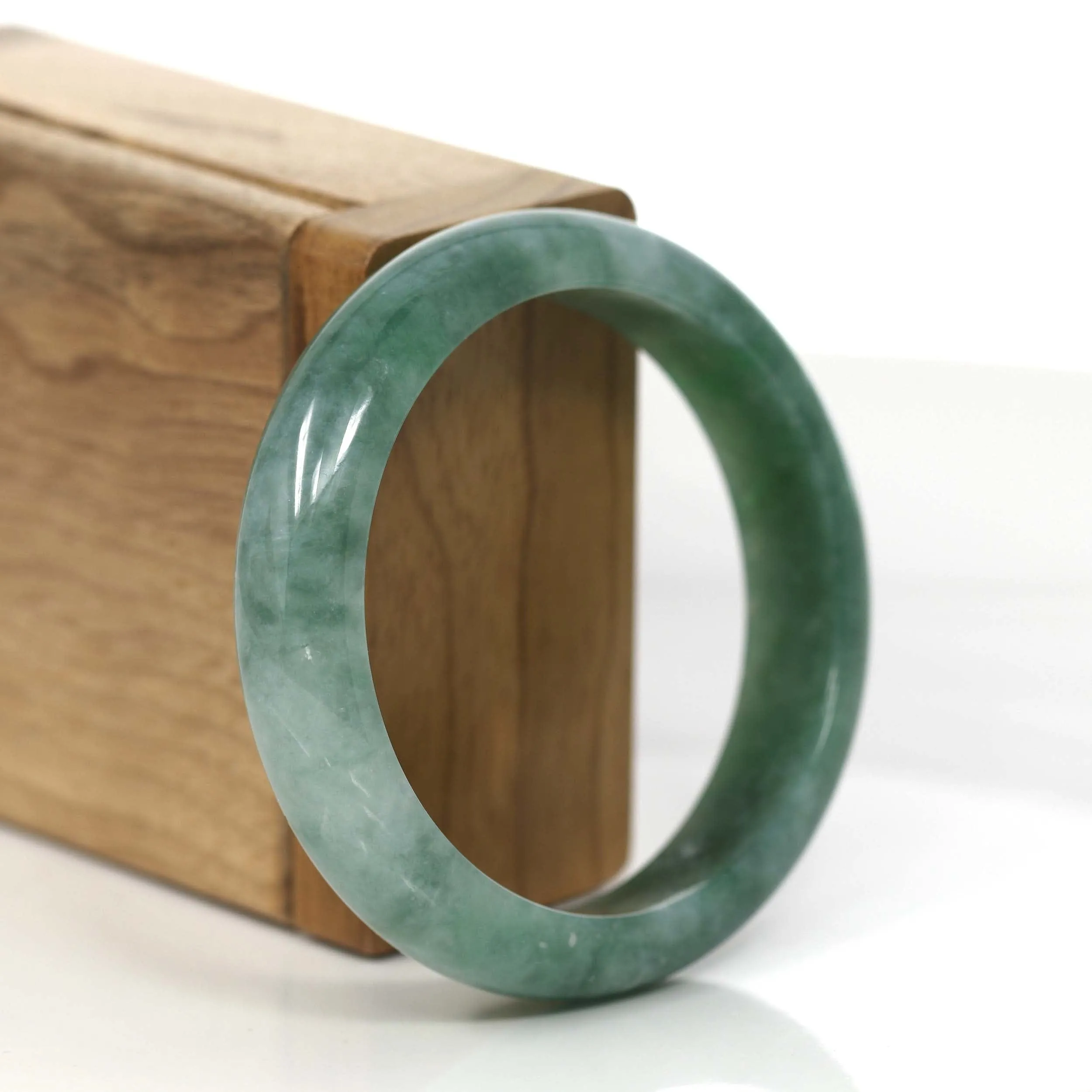 RealJade® Co. Blue-Green Natural Jadeite Jade Bangle Bracelet (55.53mm) #885