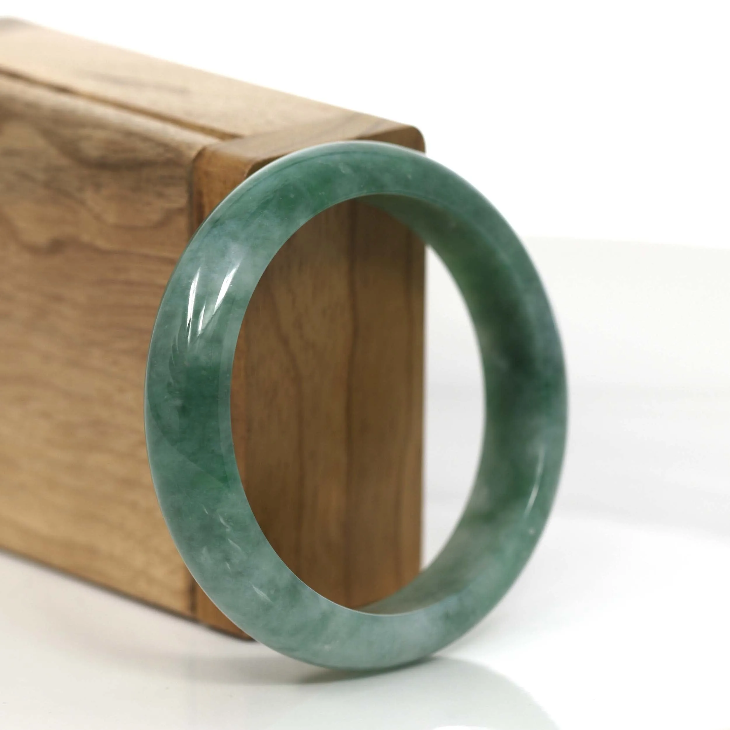 RealJade® Co. Blue-Green Natural Jadeite Jade Bangle Bracelet (55.53mm) #885