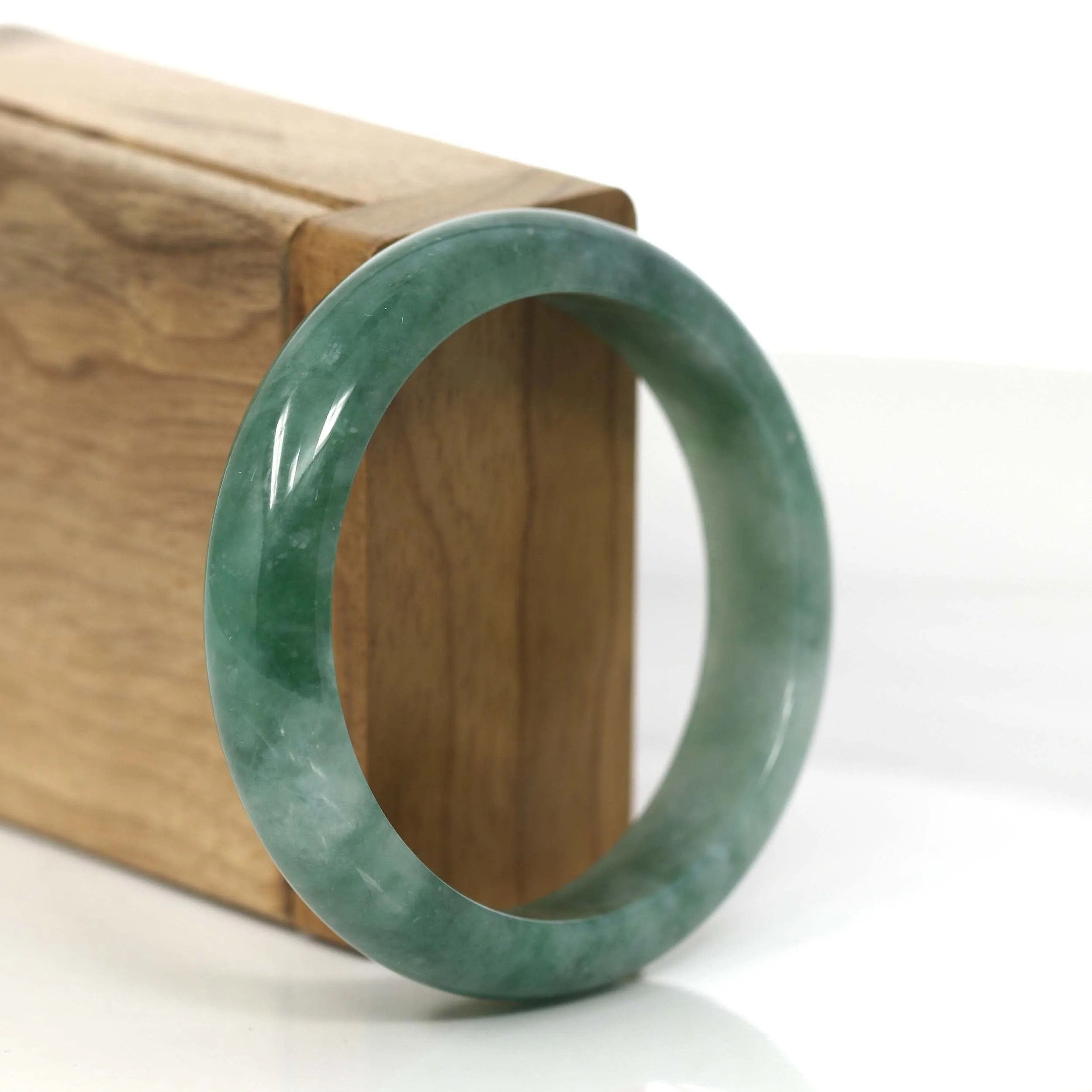 RealJade® Co. Blue-Green Natural Jadeite Jade Bangle Bracelet (55.53mm) #885