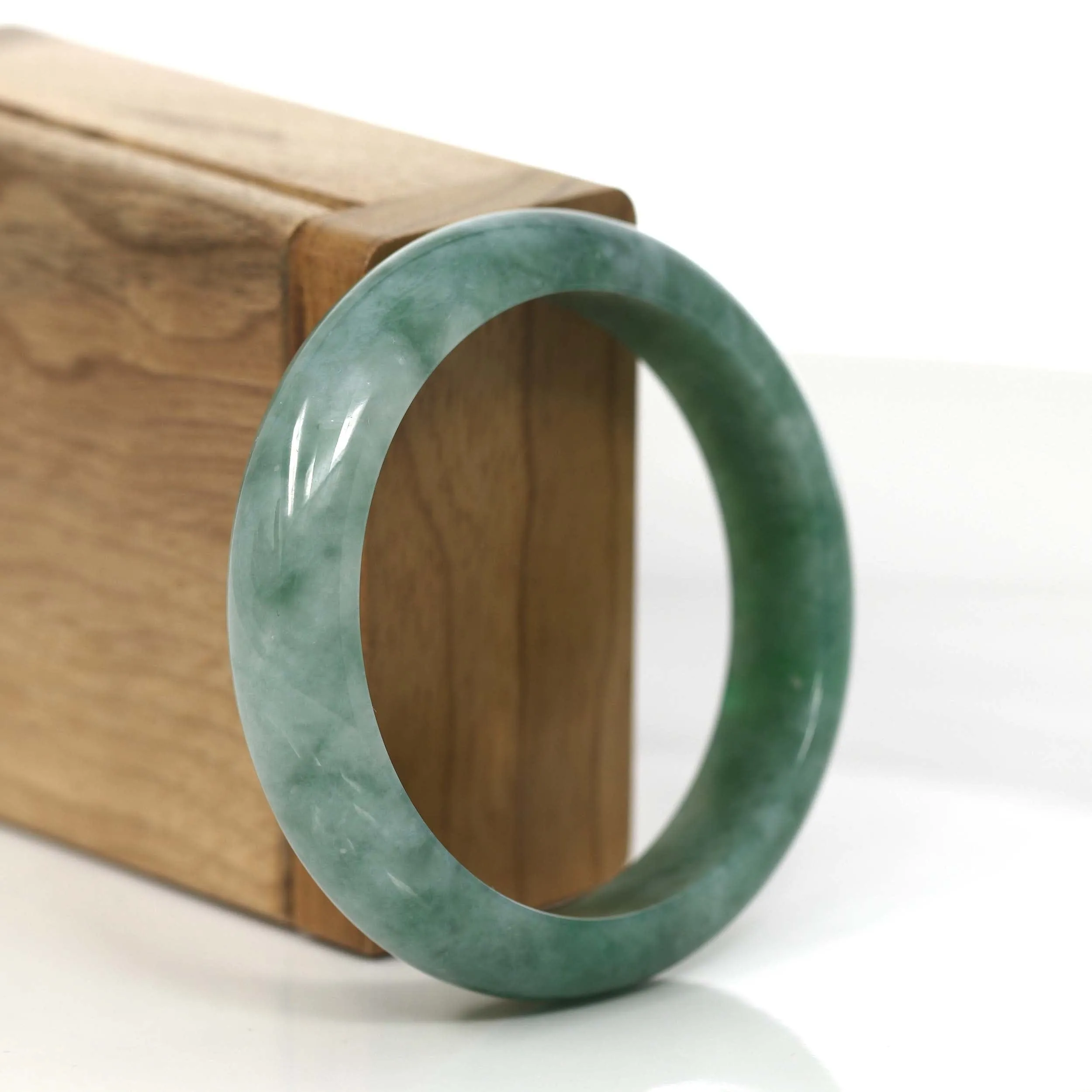 RealJade® Co. Blue-Green Natural Jadeite Jade Bangle Bracelet (55.53mm) #885