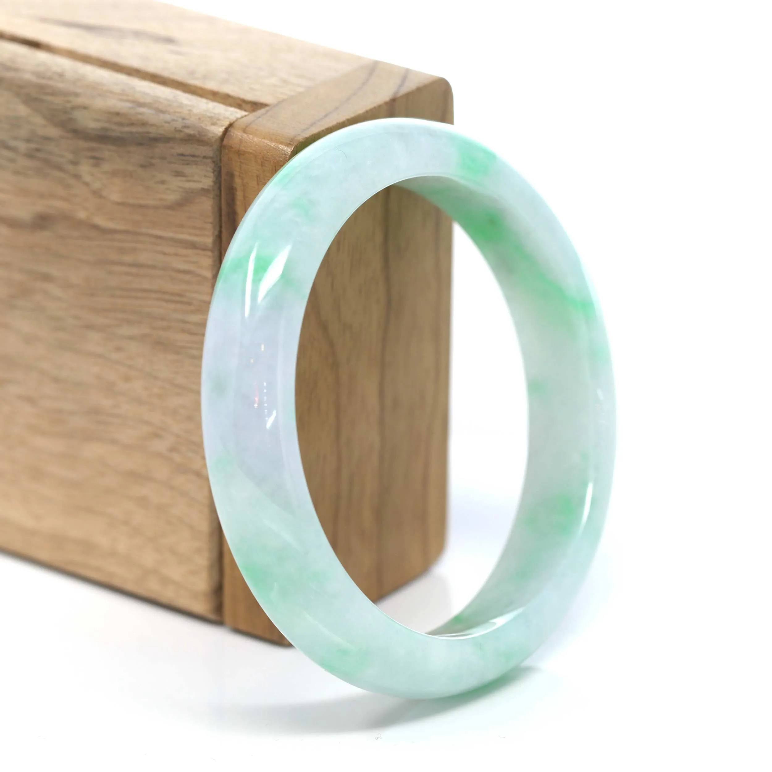 RealJade® Co. "Classic Bangle" Genuine Burmese Green Jadeite Jade Bangle Bracelet ( 55.53 )#211