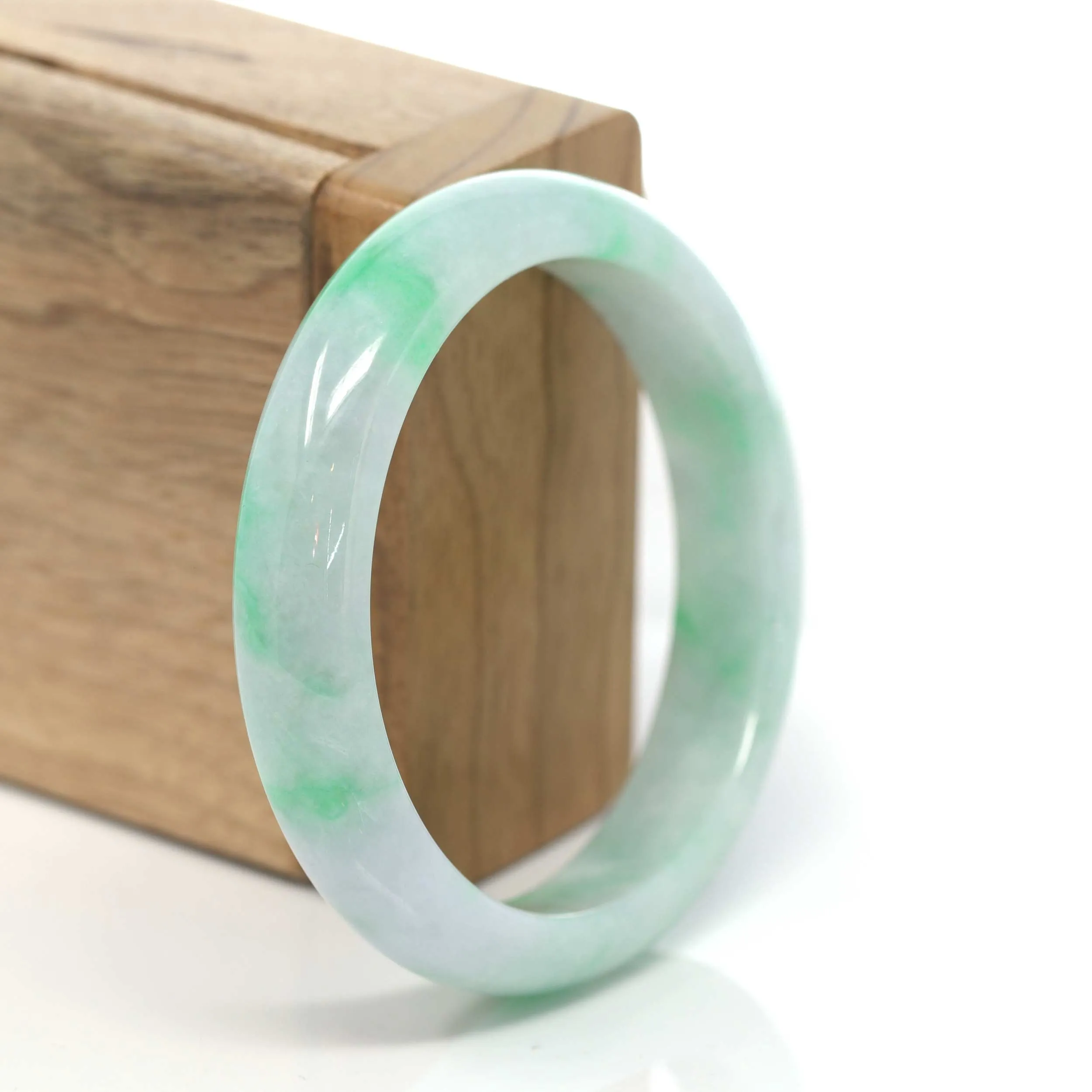 RealJade® Co. "Classic Bangle" Genuine Burmese Green Jadeite Jade Bangle Bracelet ( 55.53 )#211