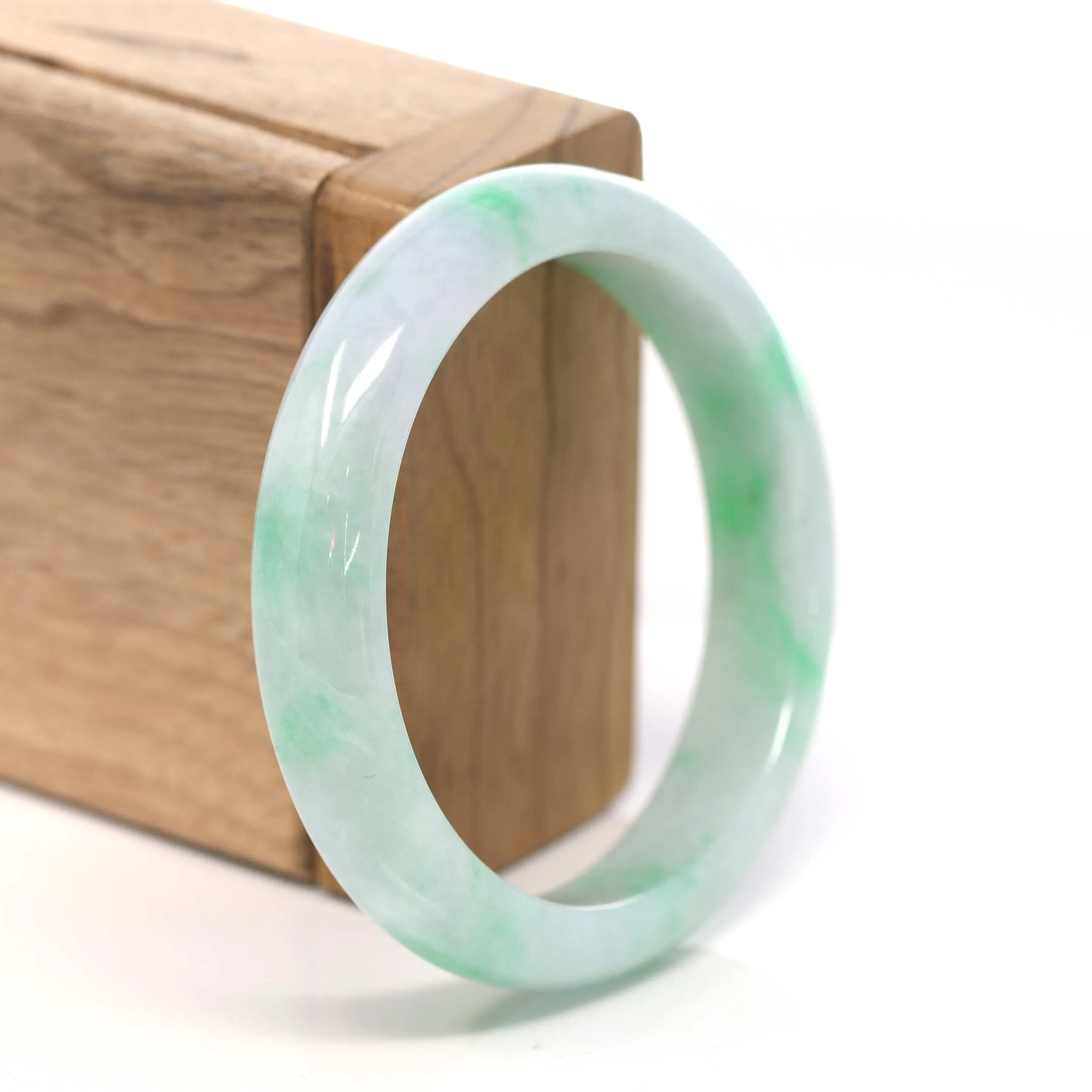 RealJade® Co. "Classic Bangle" Genuine Burmese Green Jadeite Jade Bangle Bracelet ( 55.53 )#211