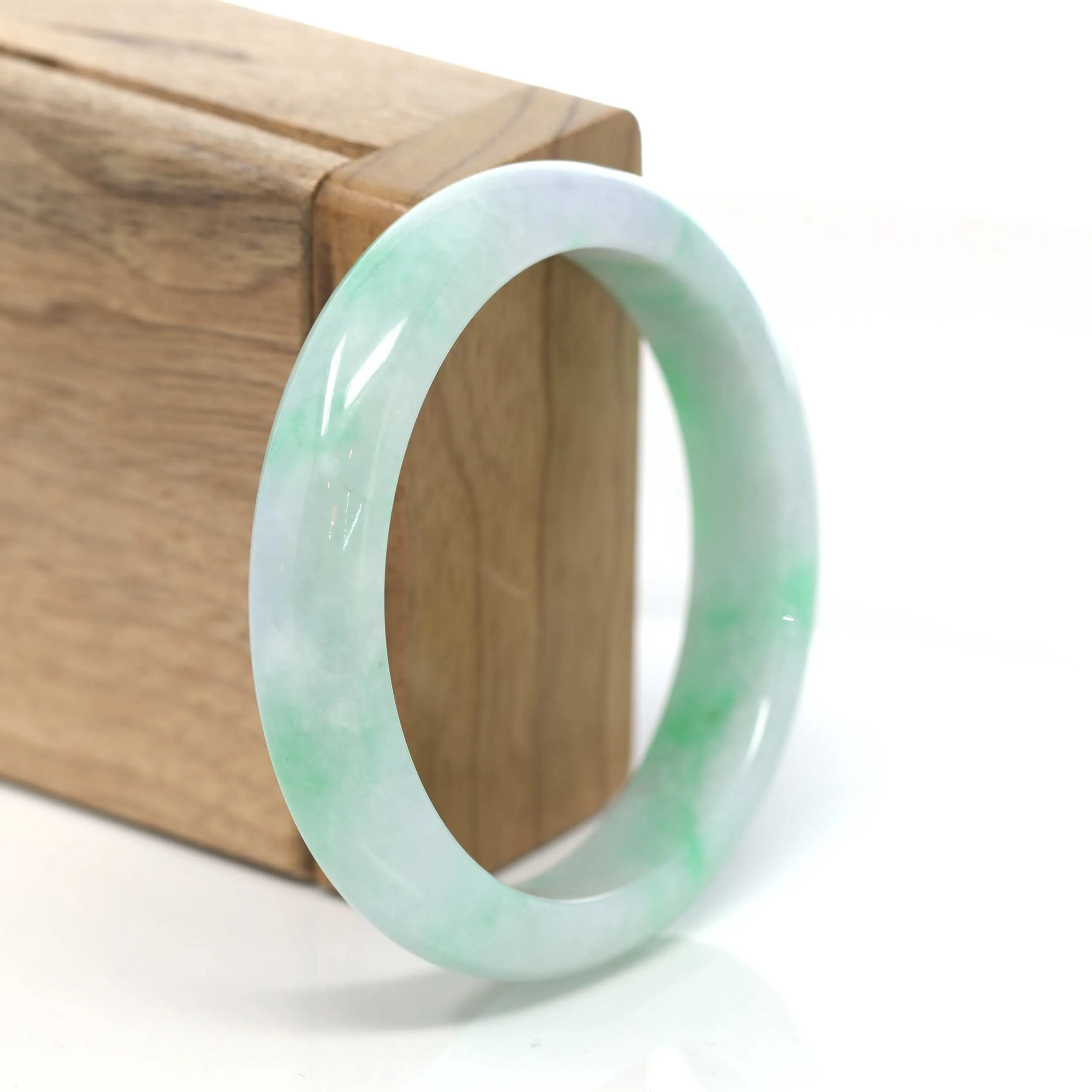 RealJade® Co. "Classic Bangle" Genuine Burmese Green Jadeite Jade Bangle Bracelet ( 55.53 )#211