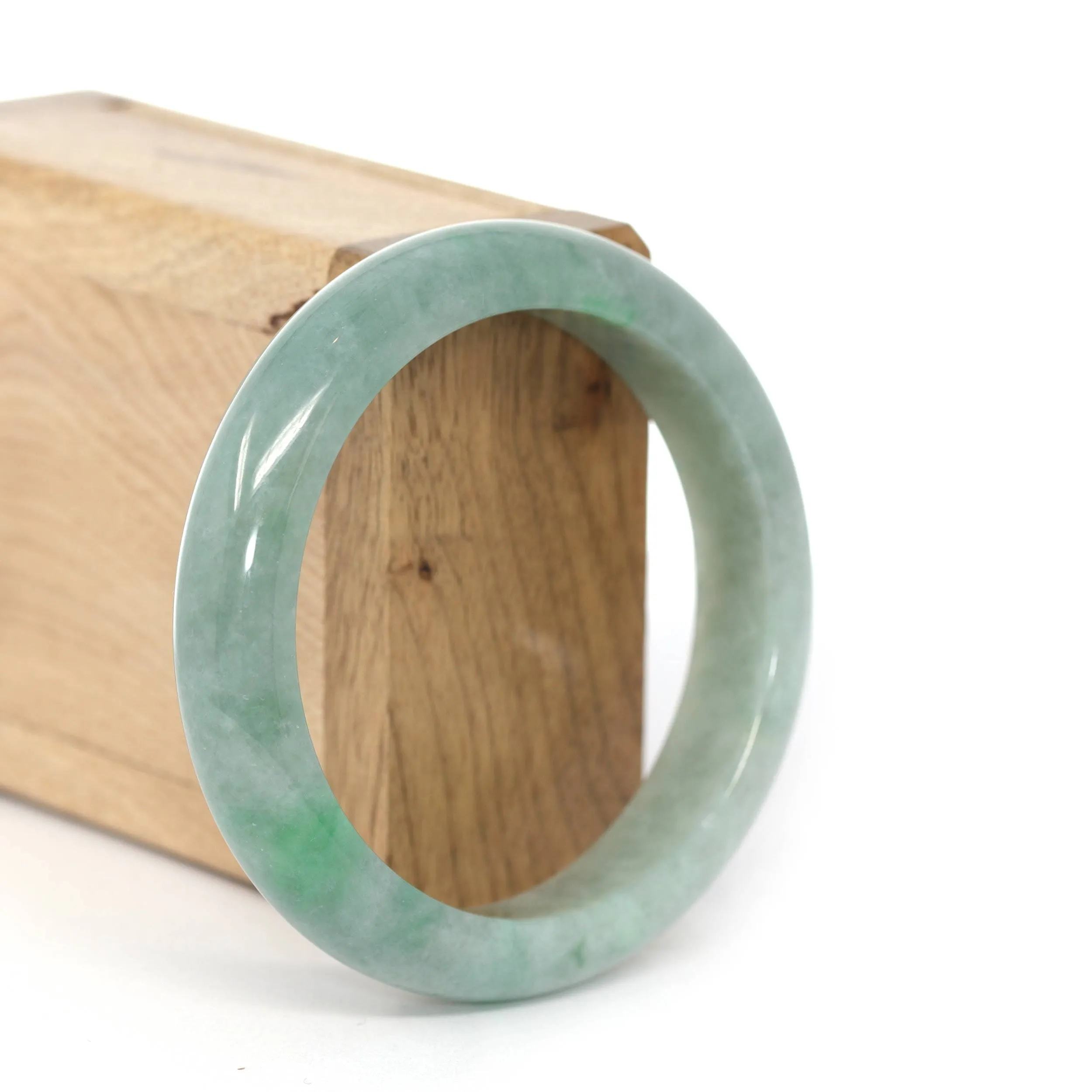 RealJade® Co. "Classic Bangle" Green Natural Burmese Jadeite Jade Bangle ( 57.95mm ) #455